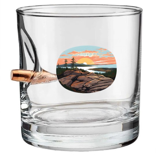 Cadillac Mountain Sunrise Bullet Whiskey Glasses
