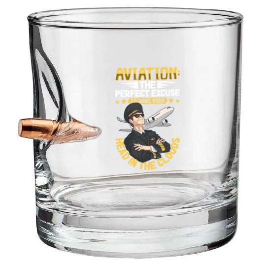Pilot Aviation Airplane Airline Future Pilots Bullet Whiskey Glasses
