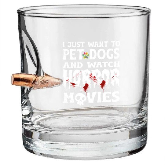 Funny Horror Movie Fan - Halloween Dogs Lover Gift Bullet Whiskey Glasses