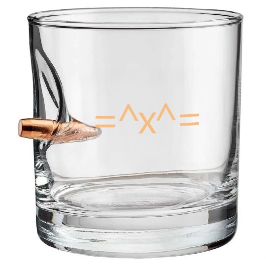 Cat Face Emoticon Bullet Whiskey Glasses