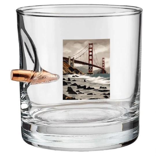 Golden Gate Bridge California Bullet Whiskey Glasses, Golden Gate