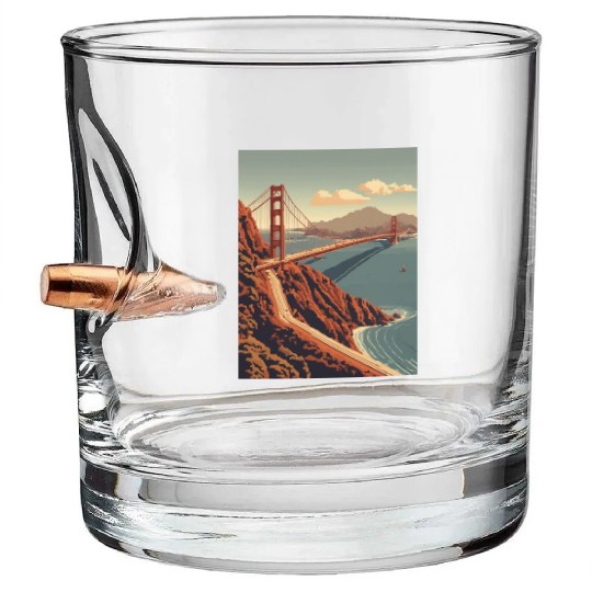Golden Gate Bridge California Bullet Whiskey Glasses, Golden Gate