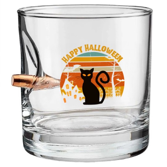 Happy Halloween. Spooky Ghost Skeleton Zombie Witc Bullet Whiskey Glasses