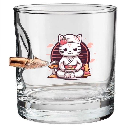 sushi cat02 Bullet Whiskey Glasses