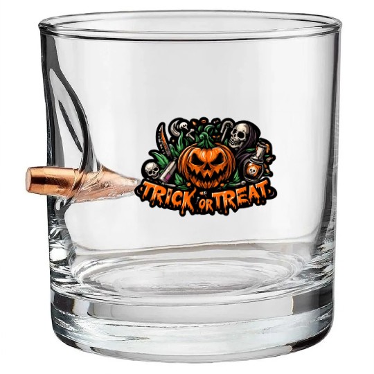 trick or treat halloween pumpkin horror face Bullet Whiskey Glasses