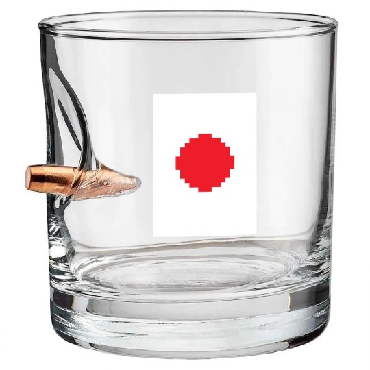 Japan Flag - Pixels Bullet Whiskey Glasses