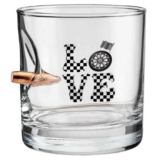 Drag Racing Drag Race LOVE Bullet Whiskey Glasses