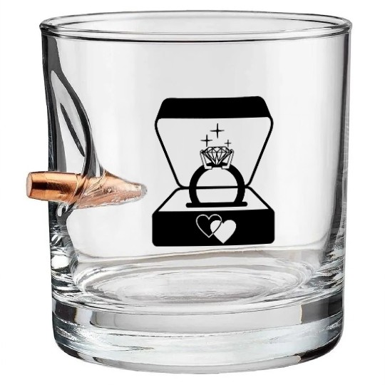 Jeweler's wedding ring in box Bullet Whiskey Glasses