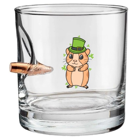 Guinea Pig with Shamrock St. Patricks Day Bullet Whiskey Glasses