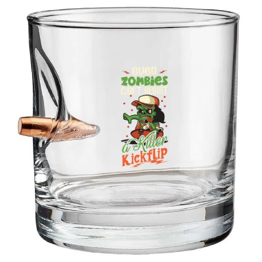 Spooky Horror Skateboarder Halloween Skateboarding Bullet Whiskey Glasses