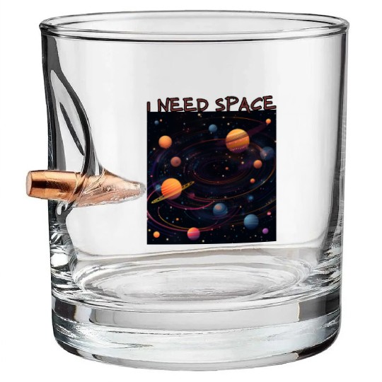 i need space, planets constellation Bullet Whiskey Glasses