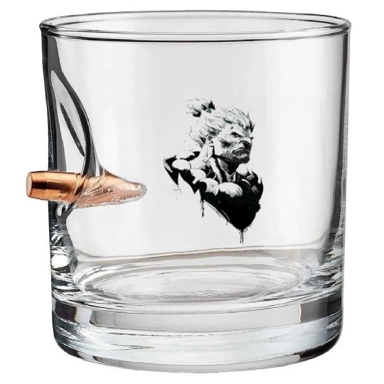 Monochrome Street Fighter: Akuma's Knightly FanAr Bullet Whiskey Glasses