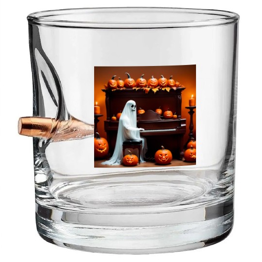 The ghost plays the piano in the ghost house. Bullet Whiskey Glasses
