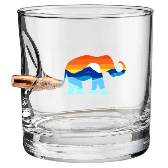 Camping Hiking Retro Mountains Outdoors Elephant Bullet Whiskey Glasses