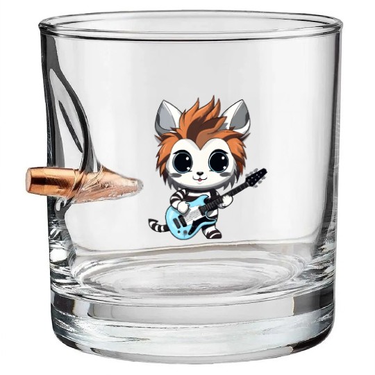 Chibi Zebra Playing Electric Guitar Bullet Whiskey Glasses