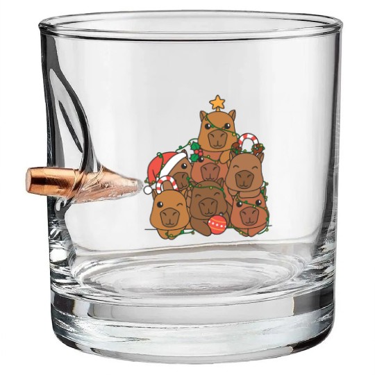 Capybara Christmas Tree Funny Animal Christmas Bullet Whiskey Glasses