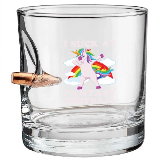 I suck at fantasy football dabbing unicorn funny Bullet Whiskey Glasses