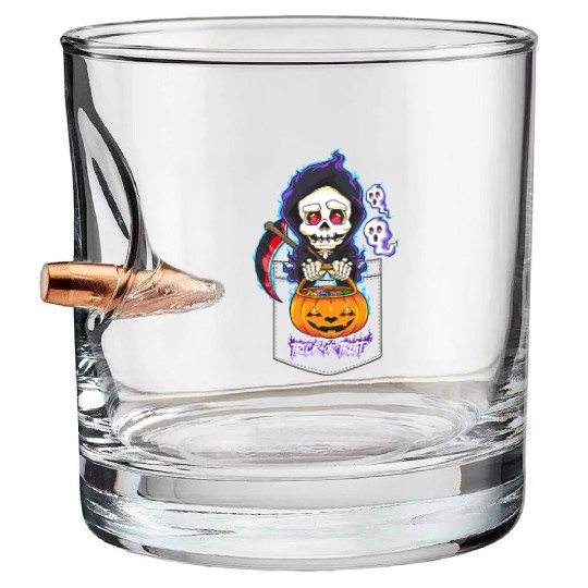 Halloween Pocket Chibi Grim Reaper Trick or Treat Bullet Whiskey Glasses