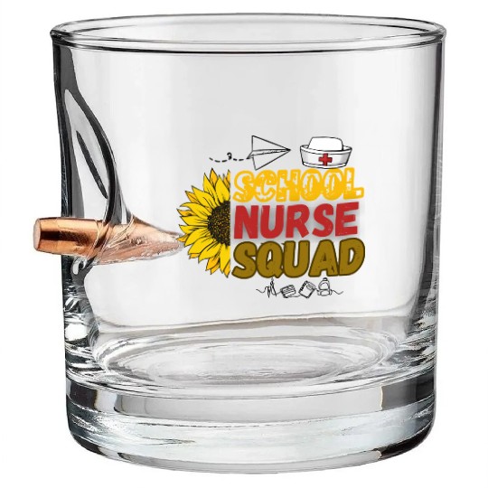 School Nurse Squad Bullet Whiskey Glasses