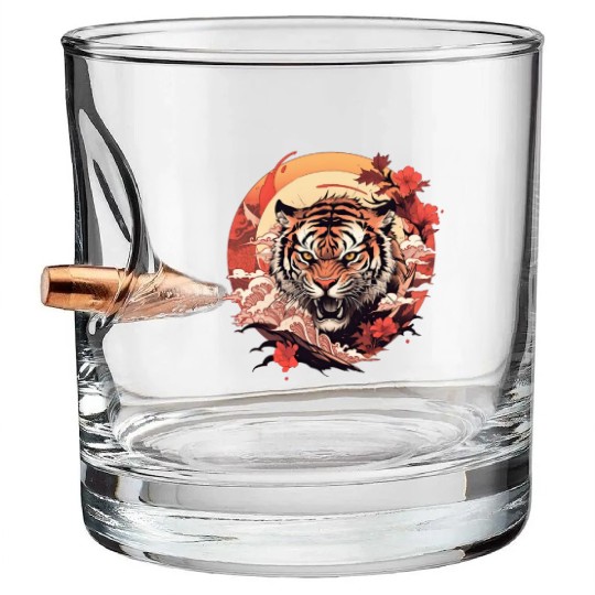 Tokyo Asia 80s Japanese Retro Tiger Bullet Whiskey Glasses
