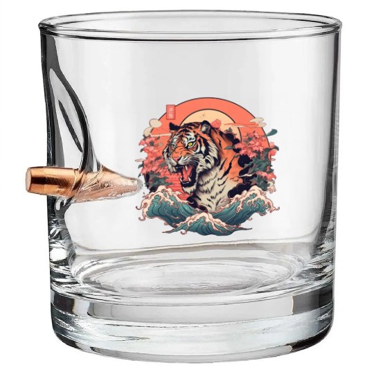 Tokyo Asia 80s Japanese Retro Tiger Bullet Whiskey Glasses