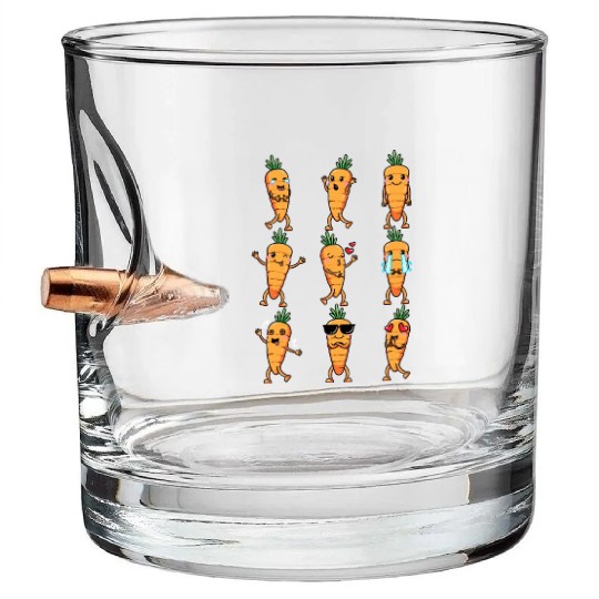 Carrot Emoticon Vegetable Vegan Vegetarian Bullet Whiskey Glasses