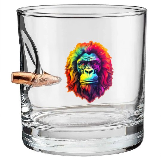 Gorilla Chic in Vibrant Psychedelic Zoo Bullet Whiskey Glasses