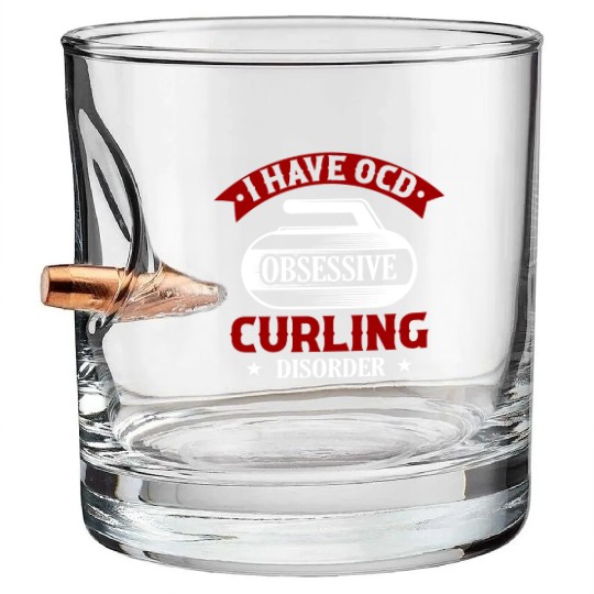 I Have OCD Obsessive Curling Disorder Ice Sport Cu Bullet Whiskey Glasses