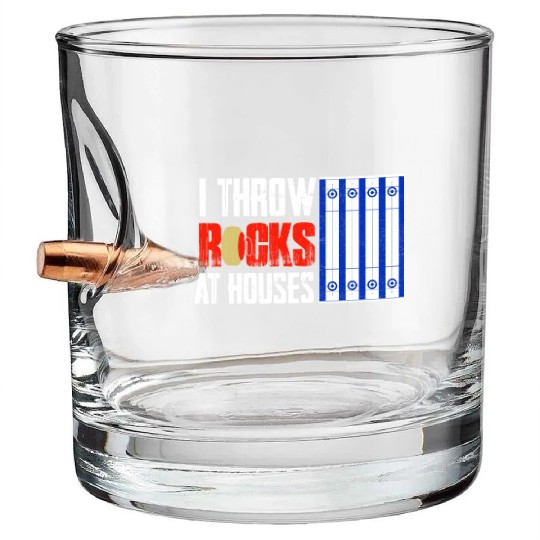 I Throw Rocks At Houses Curling Curler Ice Sport Bullet Whiskey Glasses