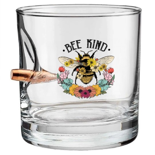 Bee Kind Wild Flower Bullet Whiskey Glasses