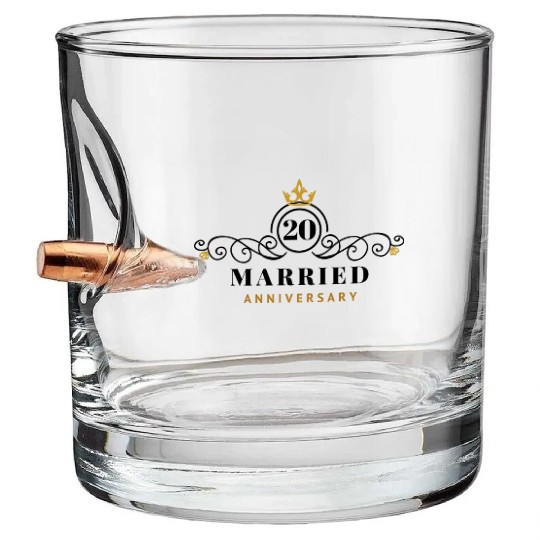 Wedding Anniversary 20 Years Bullet Whiskey Glasses