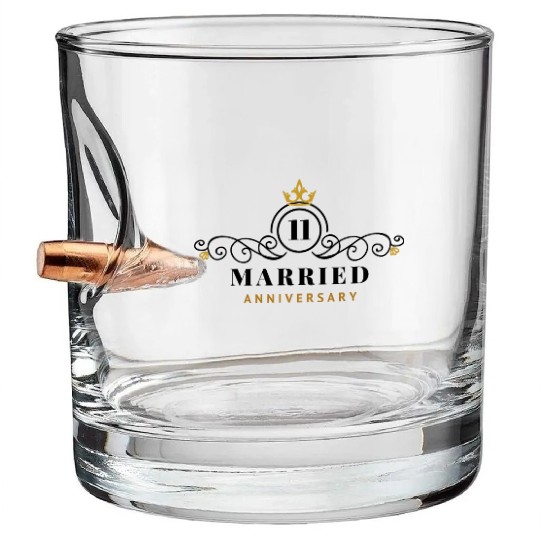 11 Years Wedding Anniversary Bullet Whiskey Glasses