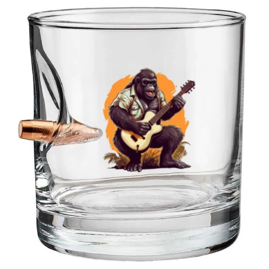Musical Gorilla: Strumming an Acoustic Guitar Bullet Whiskey Glasses