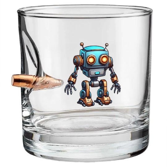 Robot / Machine / AI / Innovation / Computer Bullet Whiskey Glasses