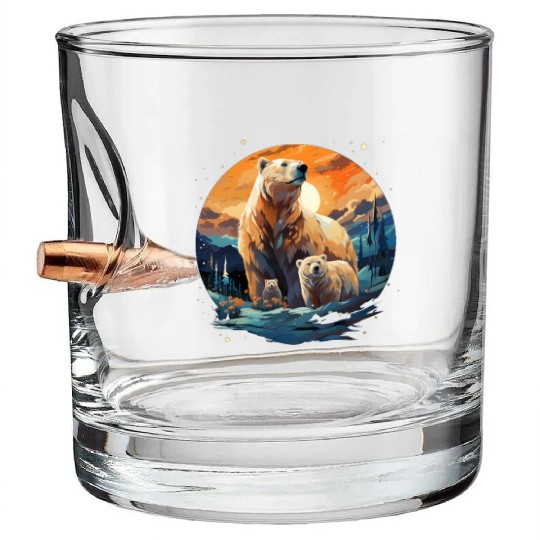 Polar Bear Family Gift Polar Bear Cub Bullet Whiskey Glasses