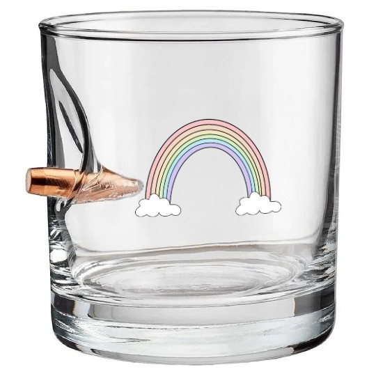 Pastel Rainbow Love Bullet Whiskey Glasses