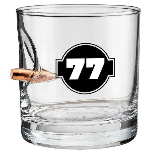 Congratulations 77 Years - Number Seventy-Seven Bullet Whiskey Glasses