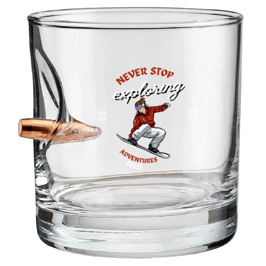 "Winter Wonderland Thrills: Snowboarder's Paradise Bullet Whiskey Glasses