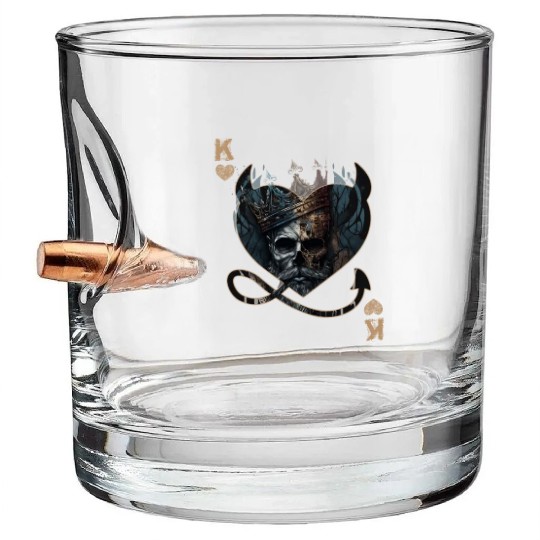 Heart King Playing Card Halloween Gothic Fan Bullet Whiskey Glasses