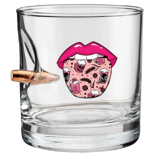 Alcohol Drinking Drinker Tongue Bullet Whiskey Glasses