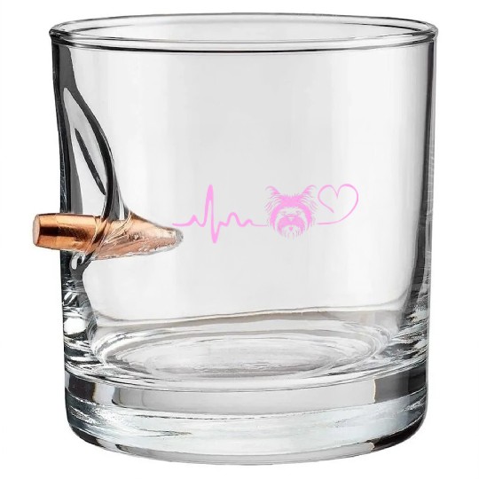 Yorkshire Terrier Dog Lover Yorkie Heartbeat Bullet Whiskey Glasses