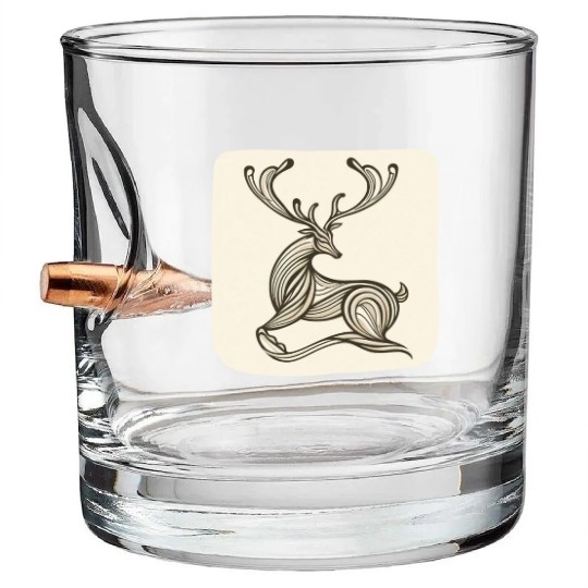 Art Deco inspired reindeer Bullet Whiskey Glasses