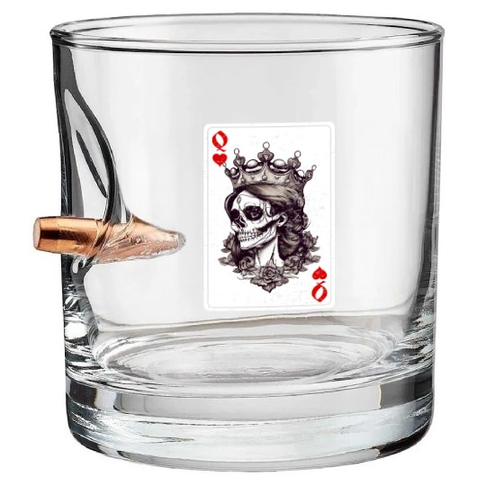 Queen of Hearts Card Game Horror Heart Queen Bullet Whiskey Glasses