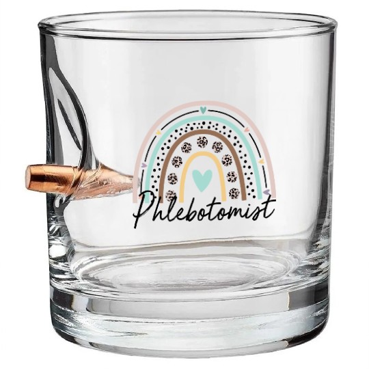 Phlebotomist Life Rainbow Leopard Print Face Bullet Whiskey Glasses