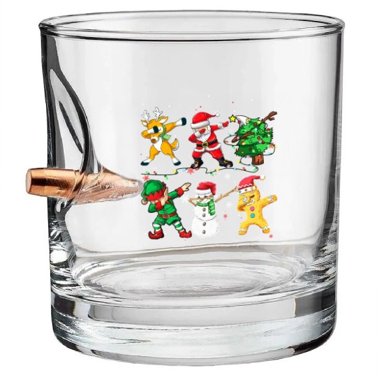 Dabbing Santa Elf Friends Christmas Boys Girls Men Bullet Whiskey Glasses