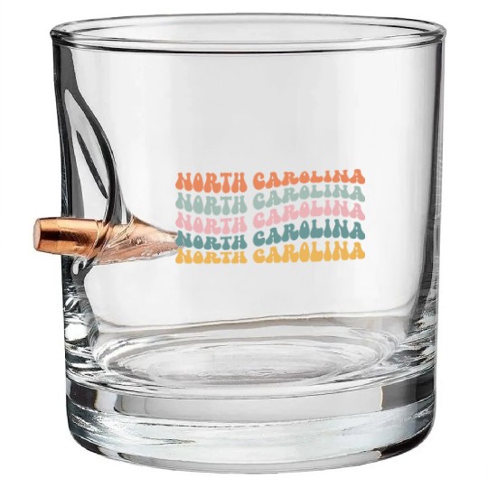 North Carolina State North Carolinian Pride Groovy Bullet Whiskey Glasses