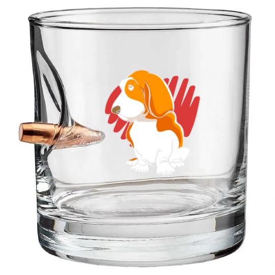 Cute Puppy Pet Dog Lover Basset Hound Bullet Whiskey Glasses