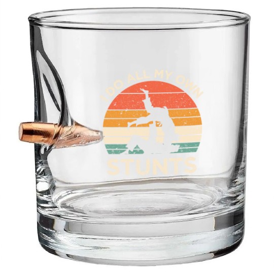 Funny Jiu Jitsu I Do All My Own Stunts BJJ Student Bullet Whiskey Glasses