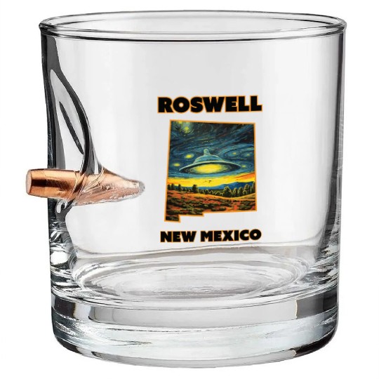 New Mexico Roswell - Alien Saucer Bullet Whiskey Glasses