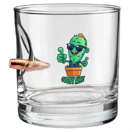 Fun Cactus Character Goofy Ahh Bullet Whiskey Glasses